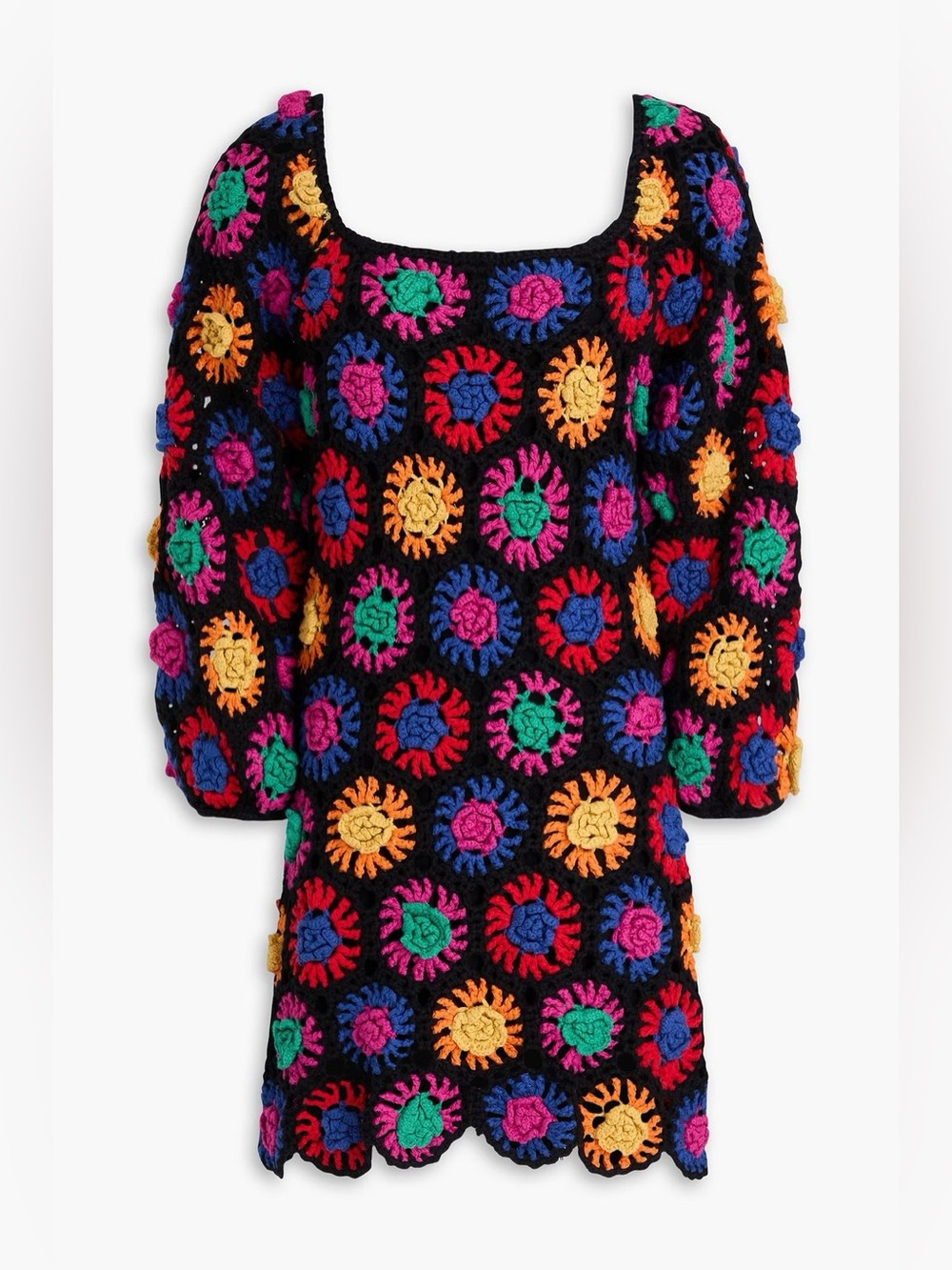 New FARM Rio Scalloped Crocheted Cotton Mini Dress – NWT – Size XL - Picture 4 of 10